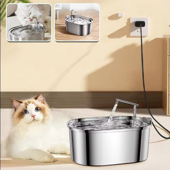 Fontaine à Eau 3.2L en Acier Inoxydable pour Chat